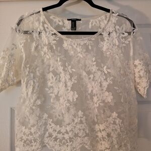 Forever 21 Floral Lace Blouse - Ivory